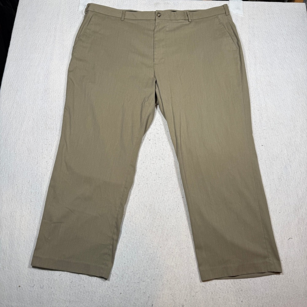 Van Heusen Big & Tall Mens Khaki Tan Dress Pants Trousers 46x29 Flat Front